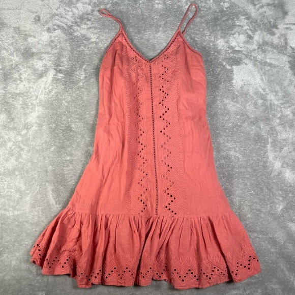 House of Harlow 1960 Dress Womens Large Boho Eyelet Feminine Flounce Cottagecore - Picture 2 of 10